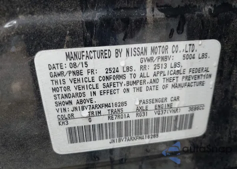 2015 Infiniti Q50 Premium from USA, damaged, VIN JN1BV7ARXFM416285